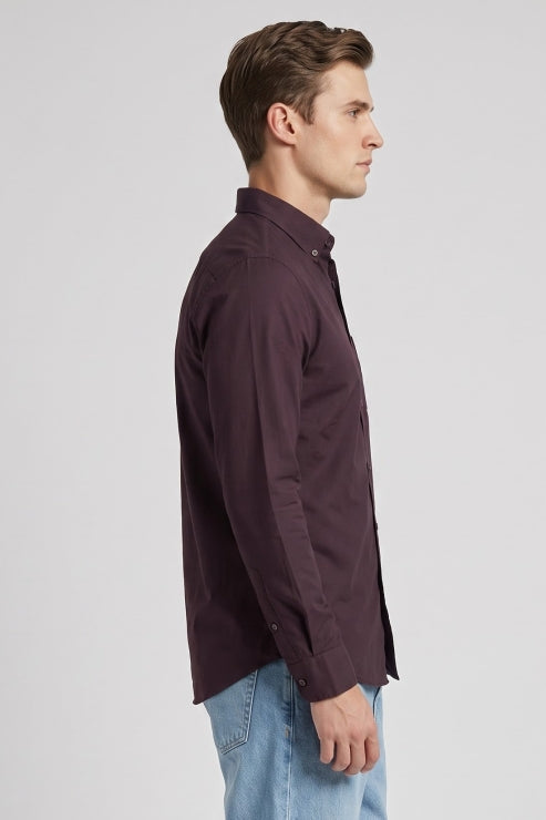 Burgundy Poly Lycra Regular Fit Shirt
