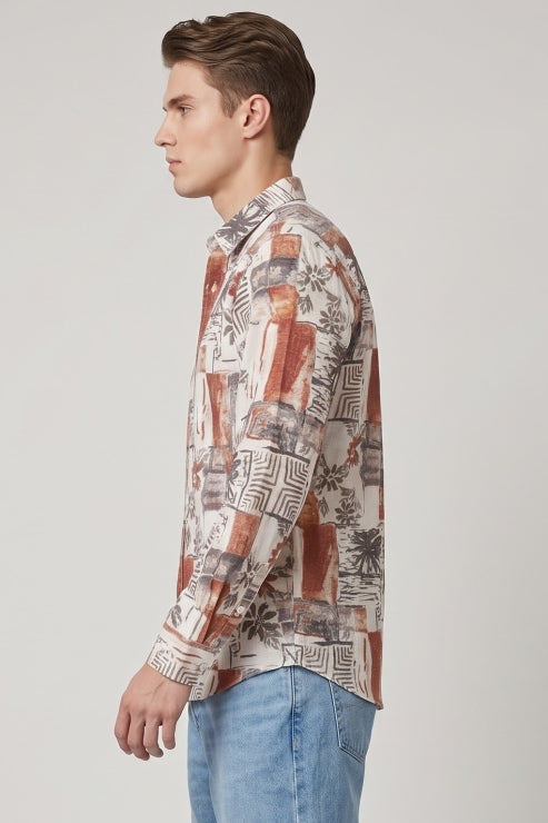 Creative Art Print Regular Fit Shirt