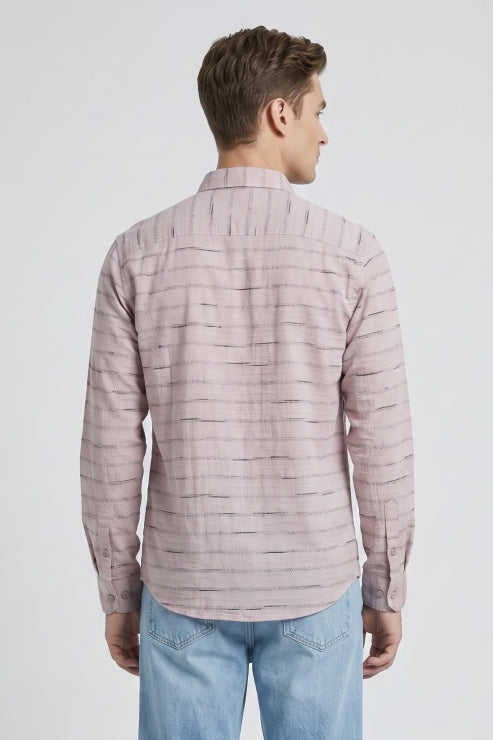Pink Horizontal Stripe Oxford Shirt