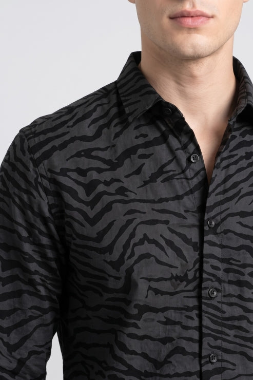 Black Velvet Zebra Print Shirt
