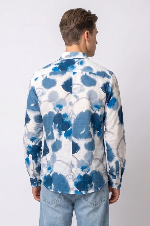 Abstract Floral Print Regular Fit Shirt