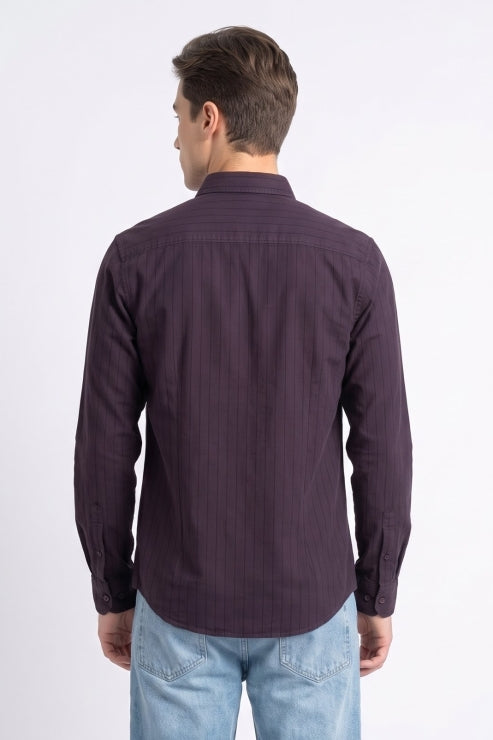 Purple Stripe Quote Embroidered Shirt