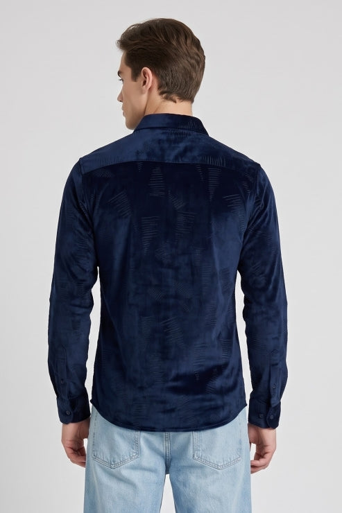 Navy Velvet Print Shirt