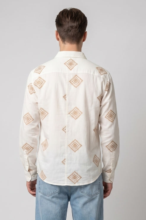 Abstract Embroidery Regular Fit Shirt