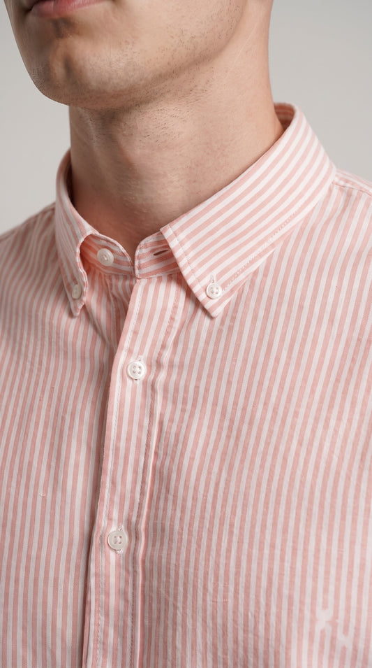 Pink Stripe Linen Regular Fit Shirt
