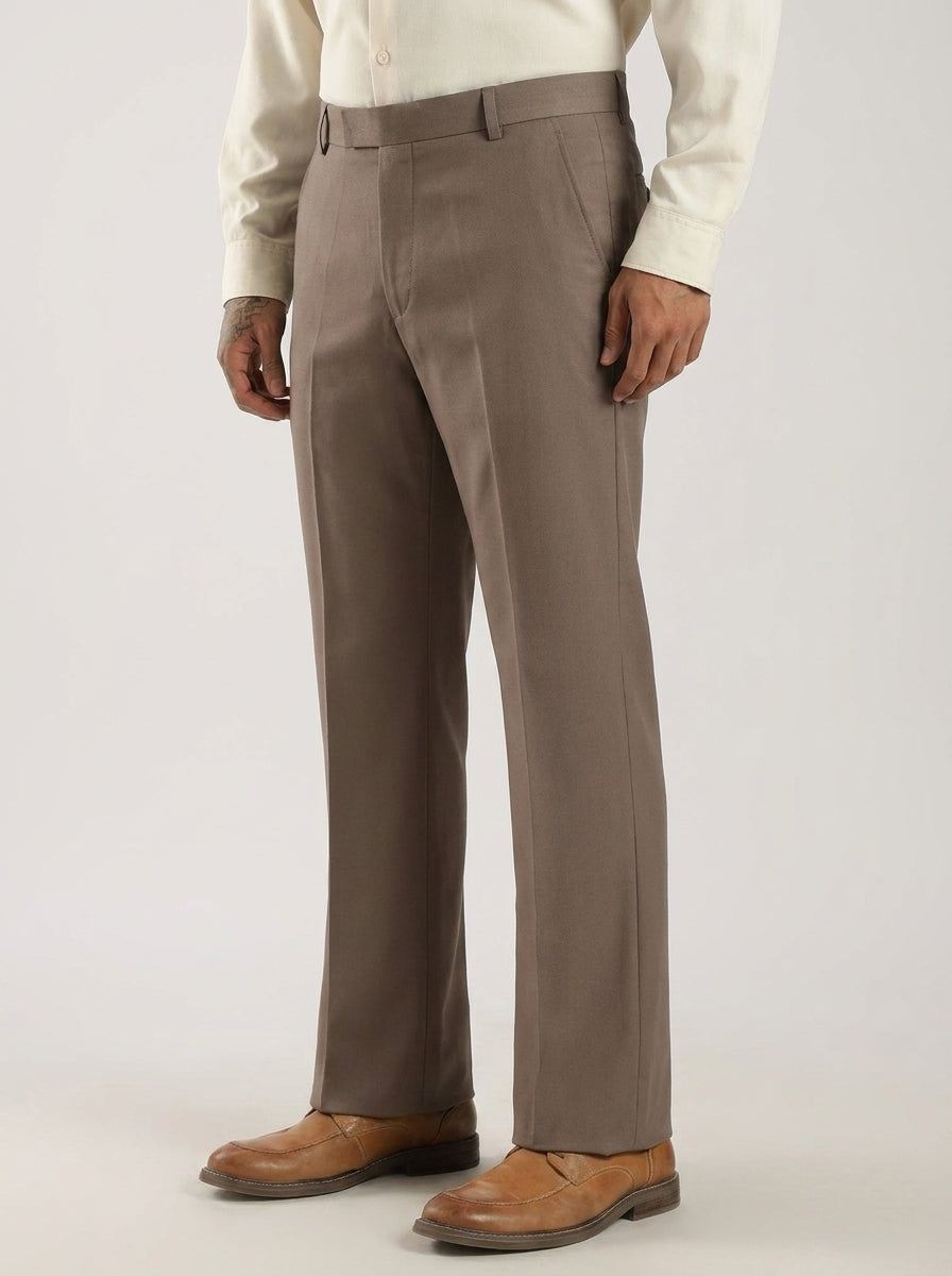 Stone Brown Tailored Bootcut Stretch Trousers