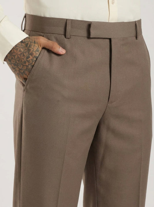 Taupe Tailored Bootcut Stretch Trousers
