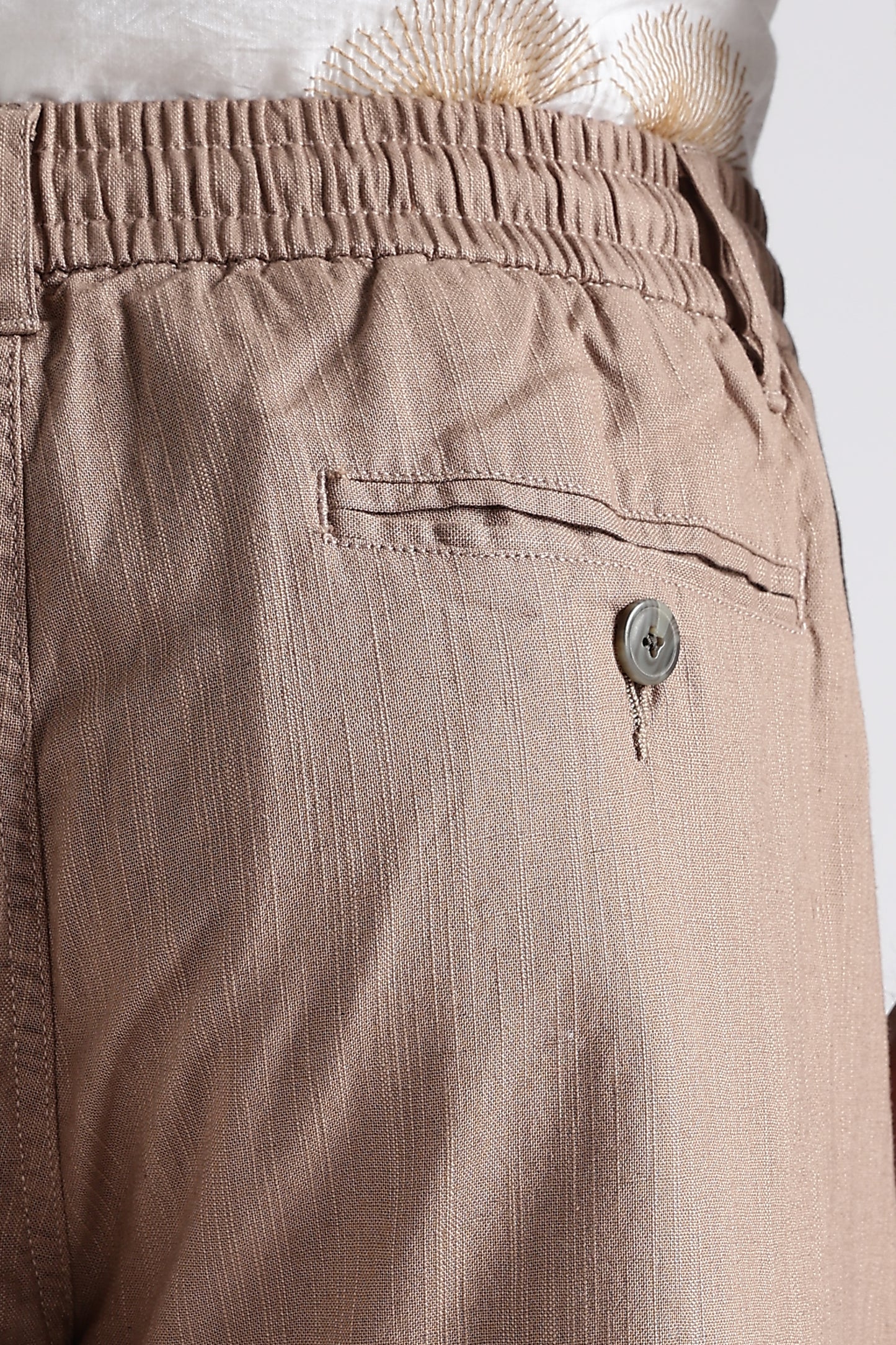 Regular Fit Linen Blend Light Brown Trouser