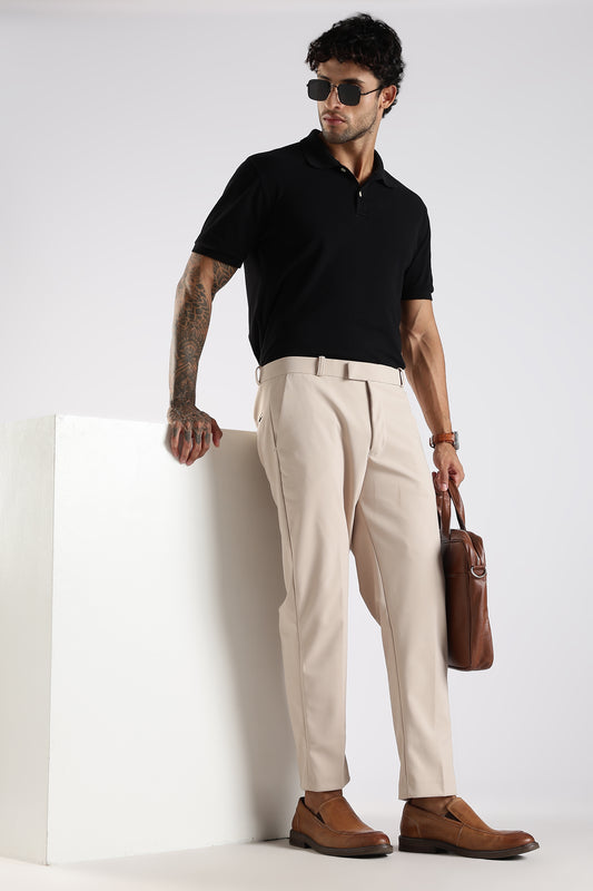 Regular Fit Beige Color Trouser