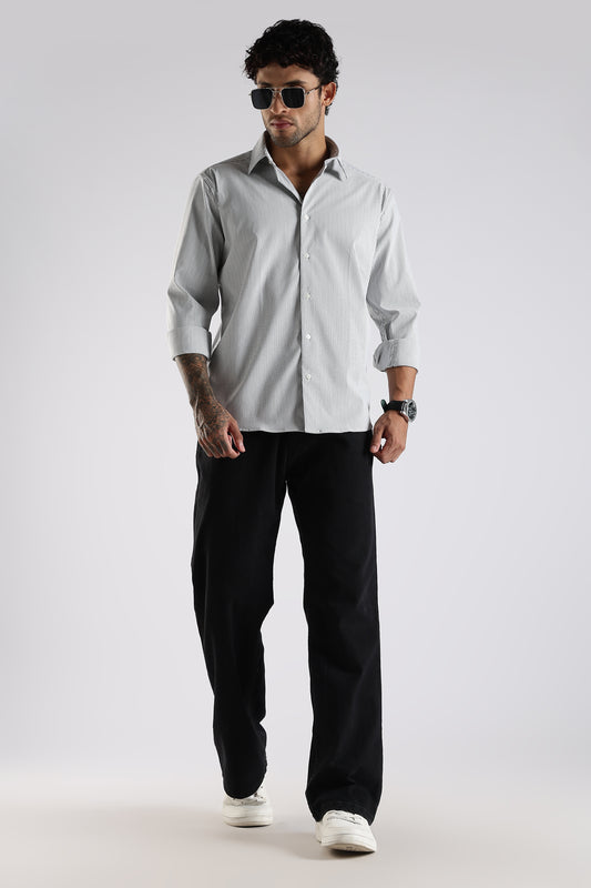 Regular Fit White Micro Pinstripe Shirt