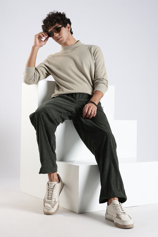 Regular Fit Courdrey Pants Dark Green