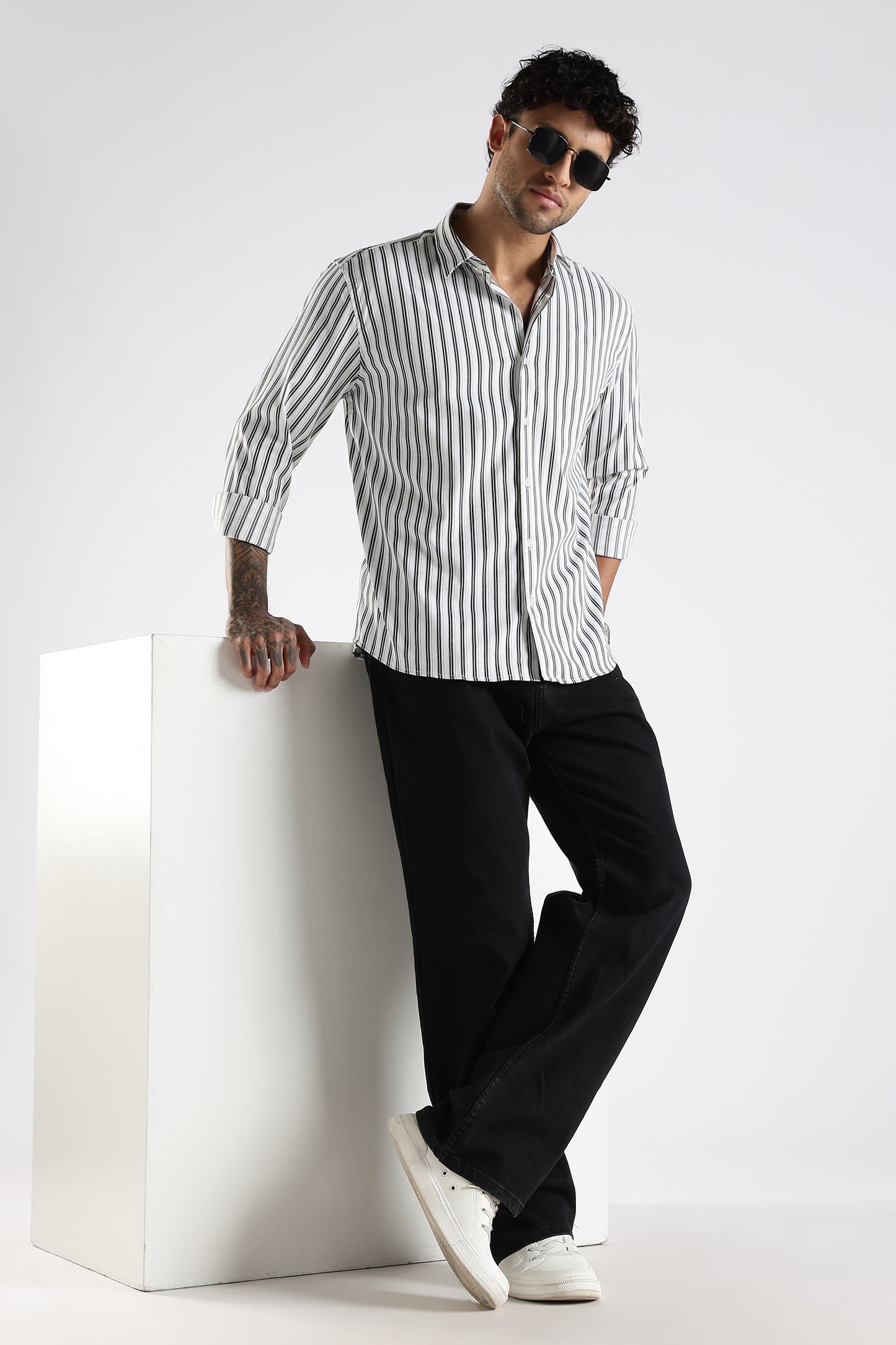 Regular Fit White Stripe Shirt