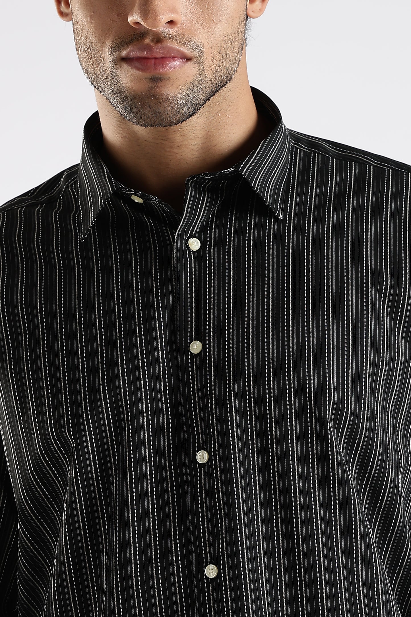 Regular Fit Black Vertical Pinstripe Shirt