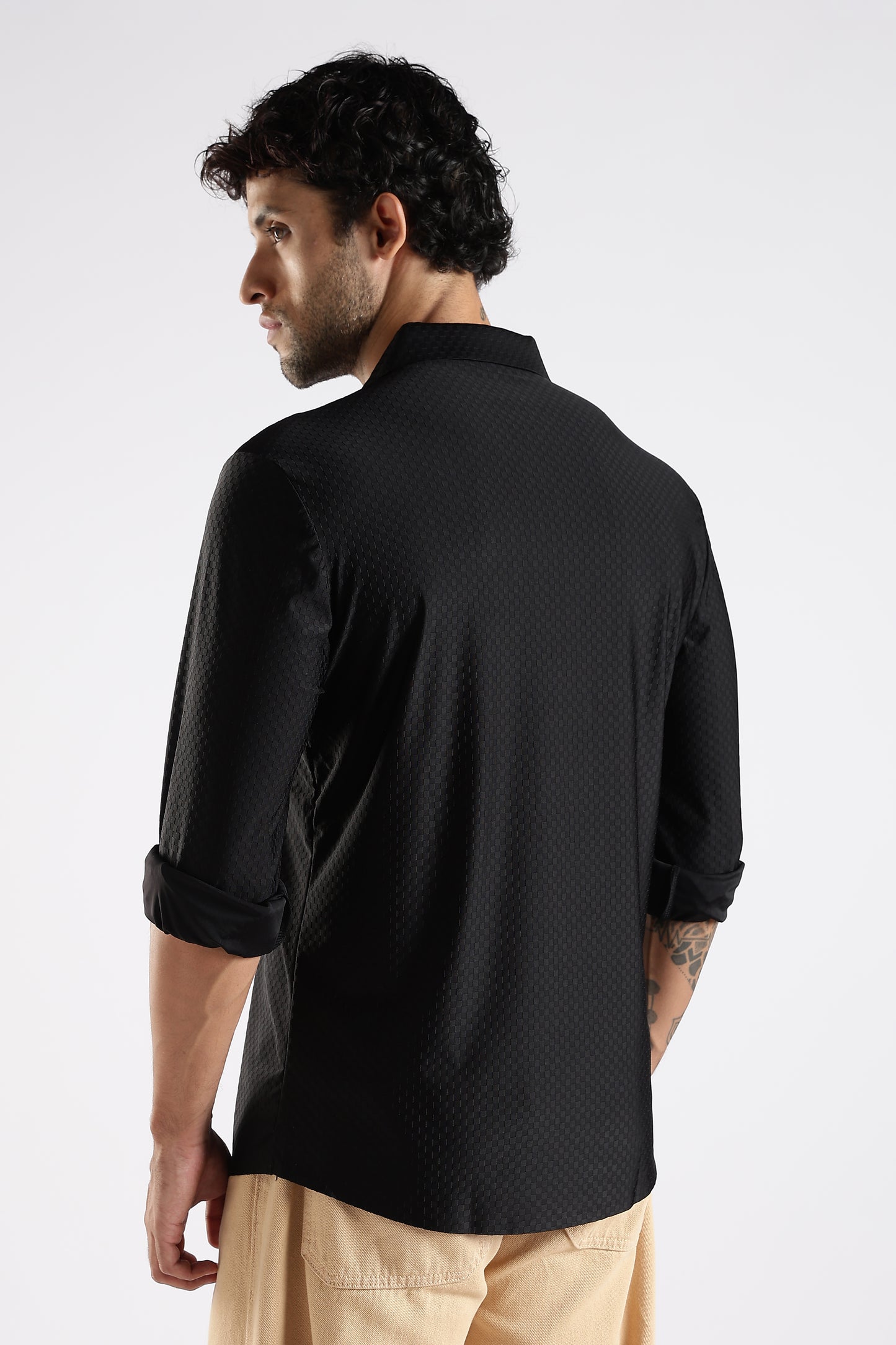 Regular Fit Stitchless Imported Designer Black Shirt