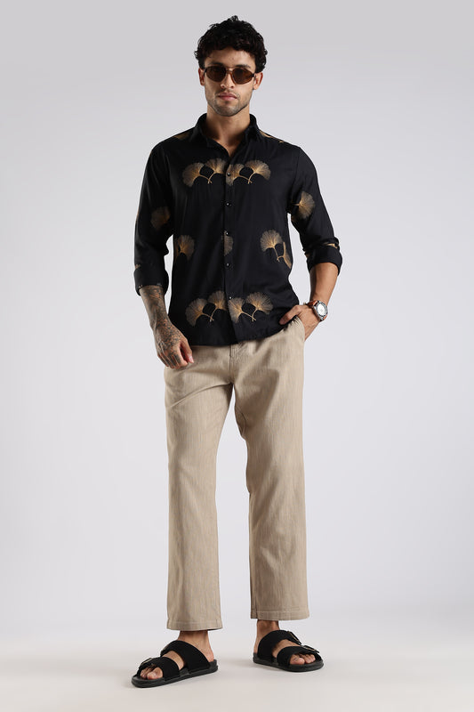 Regular Fit Linen Blend Camel Beige Trouser