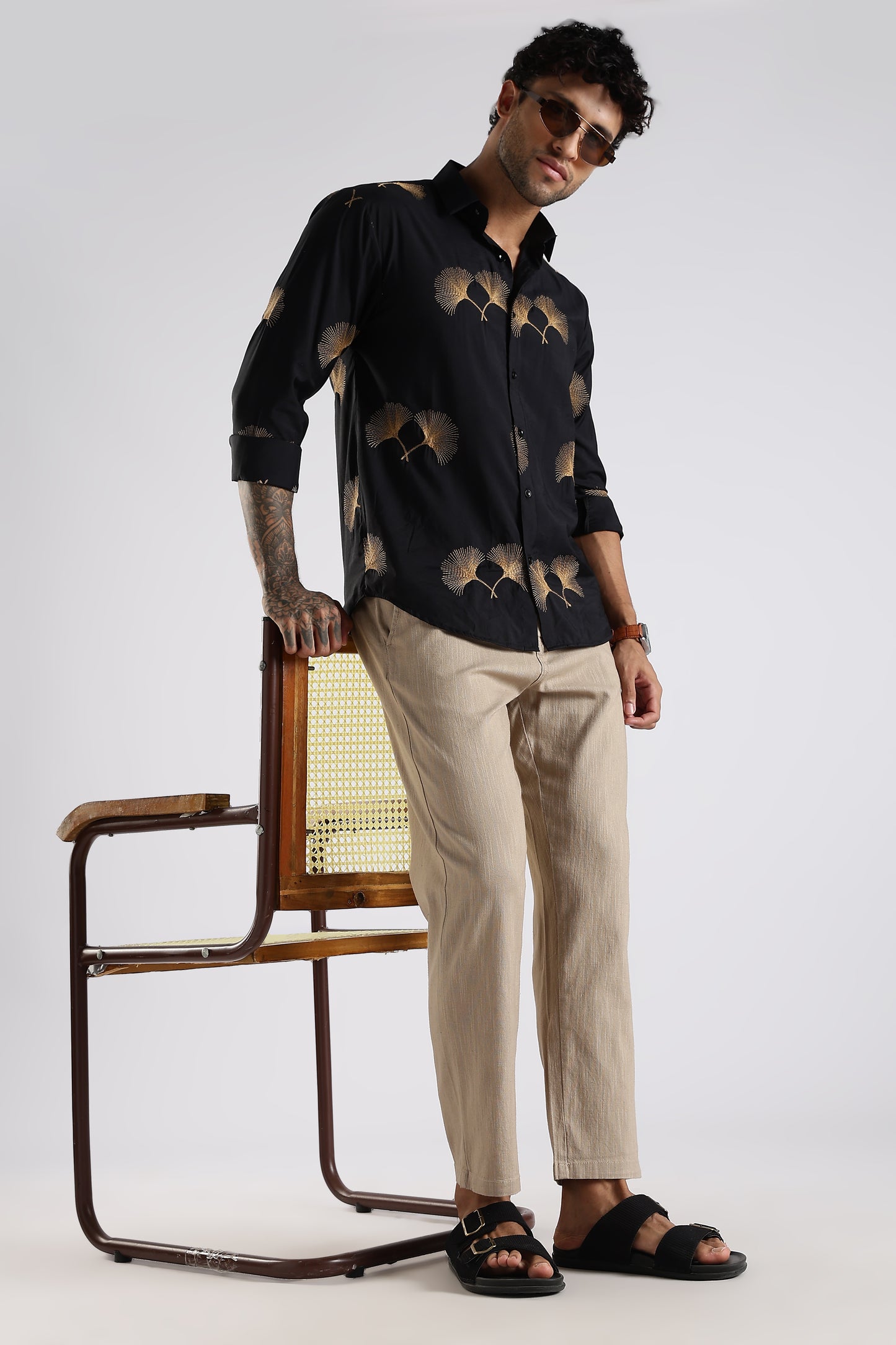 Regular Fit Linen Blend Camel Beige Trouser