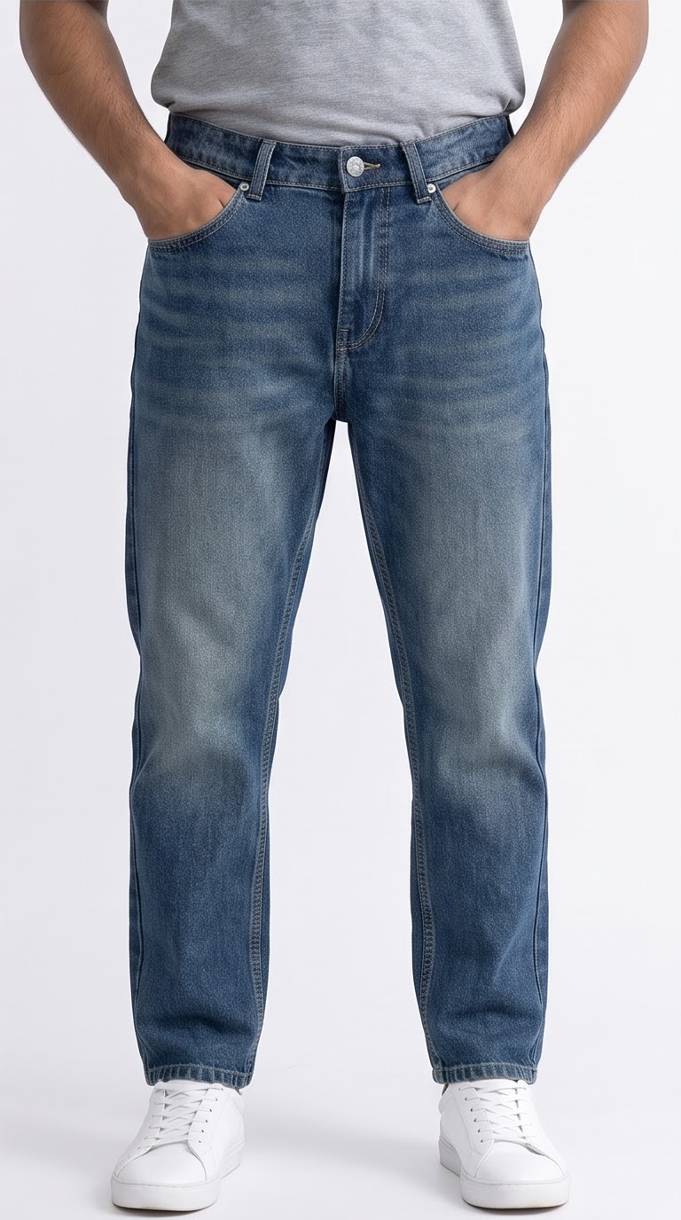 Indigo Blue Vintage Wash Mom Fit Jean