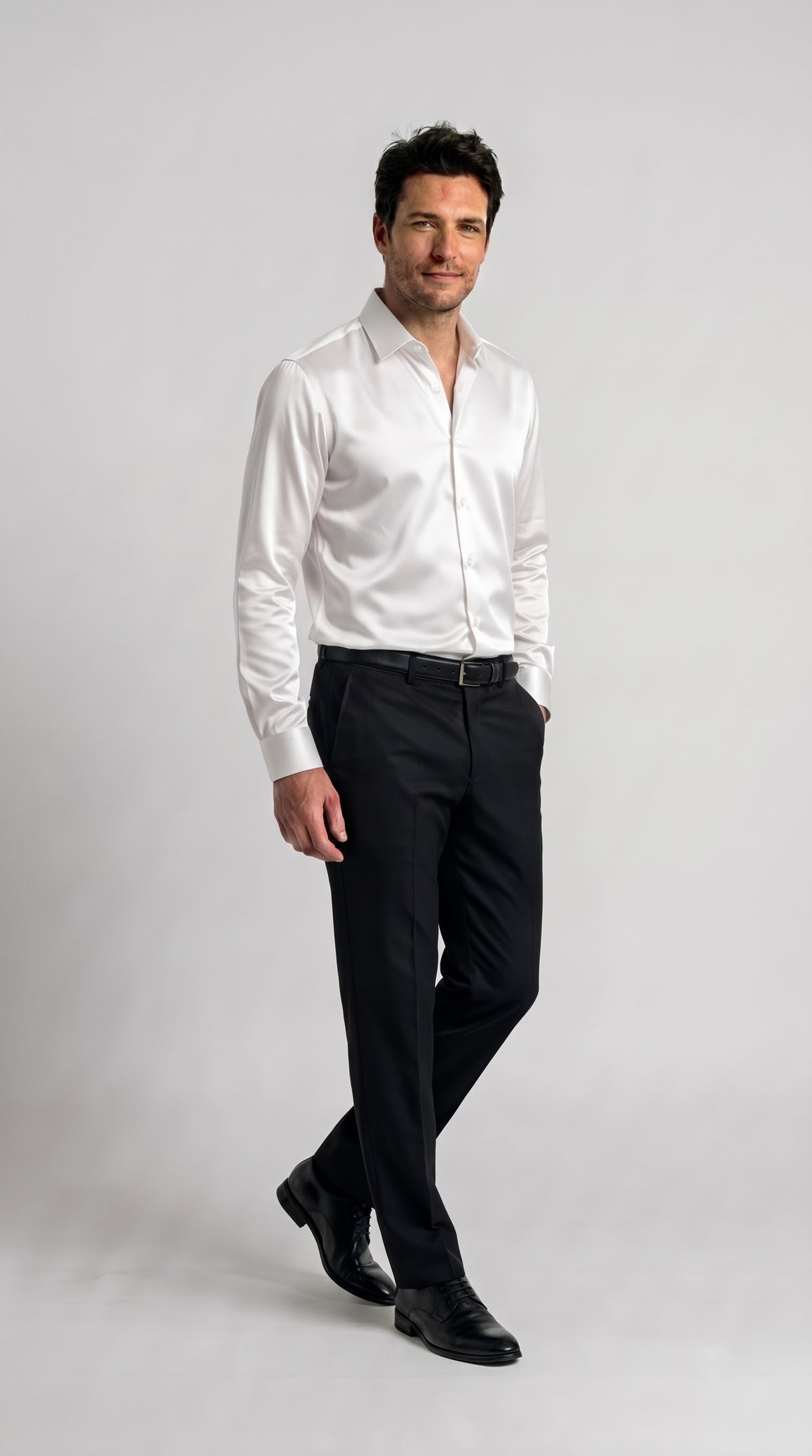 White Satin Regular Fit Shirt