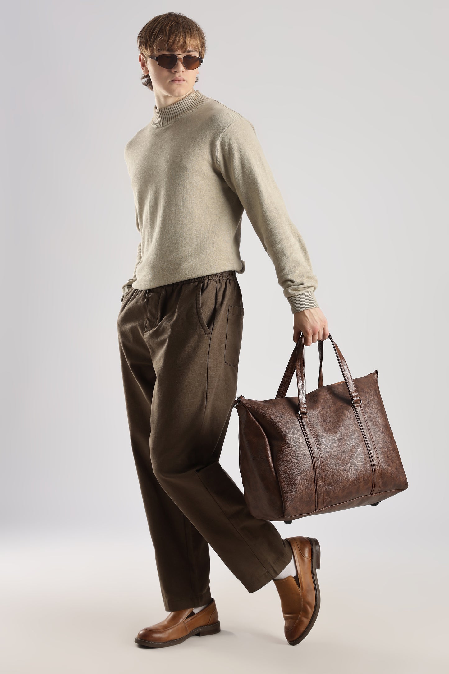 Linen Loose Fit Pant Camel Brown