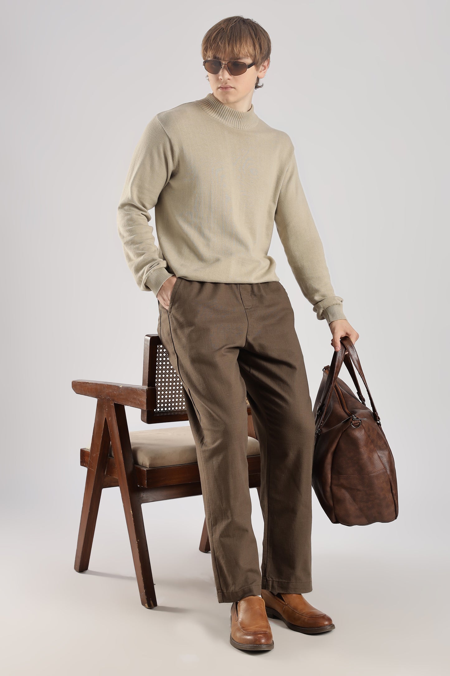 Linen Loose Fit Pant Camel Brown