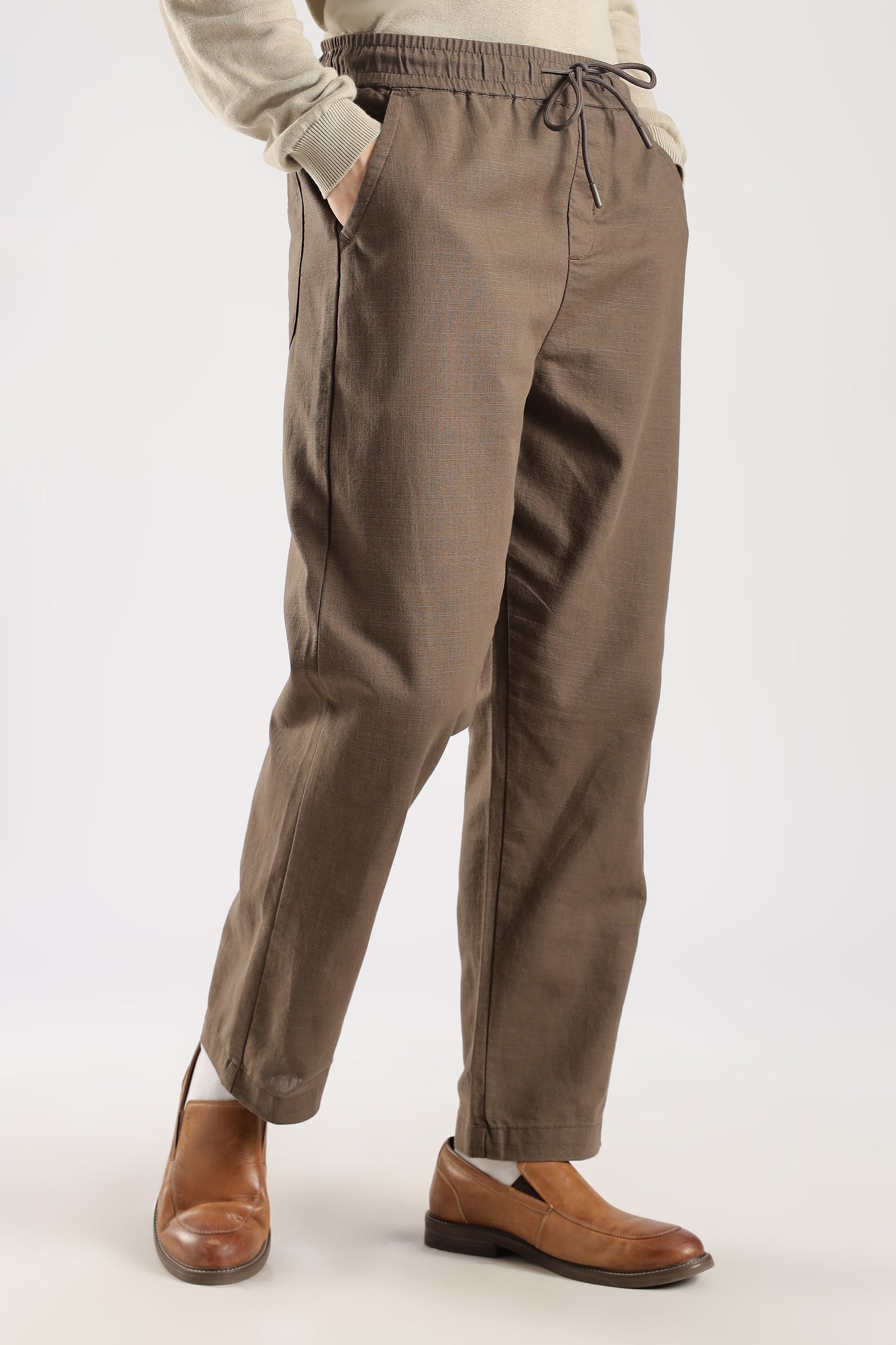 Linen Loose Fit Pant Camel Brown