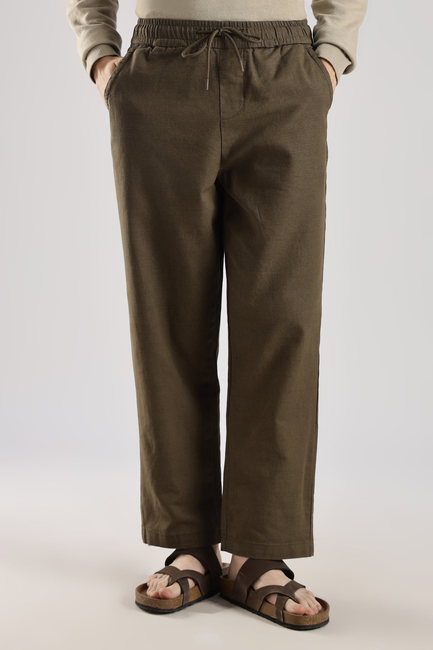 Linen Loose Fit Pant Coffee Brown