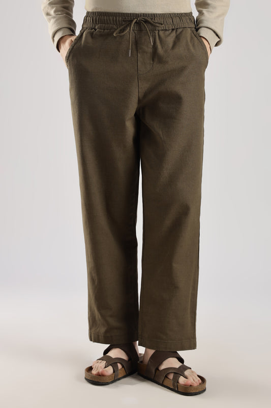 Linen Loose Fit Pant Coffee Brown