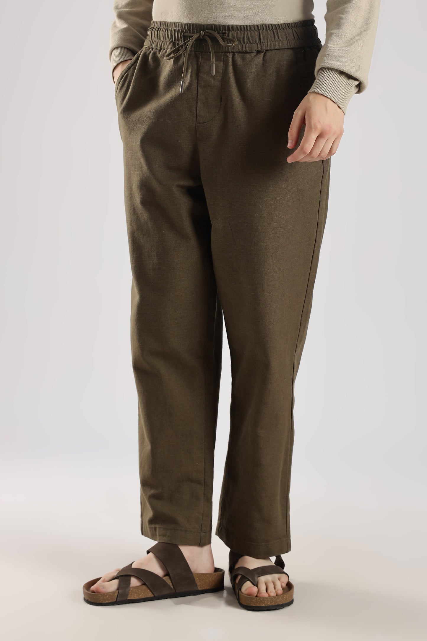 Linen Loose Fit Pant Coffee Brown
