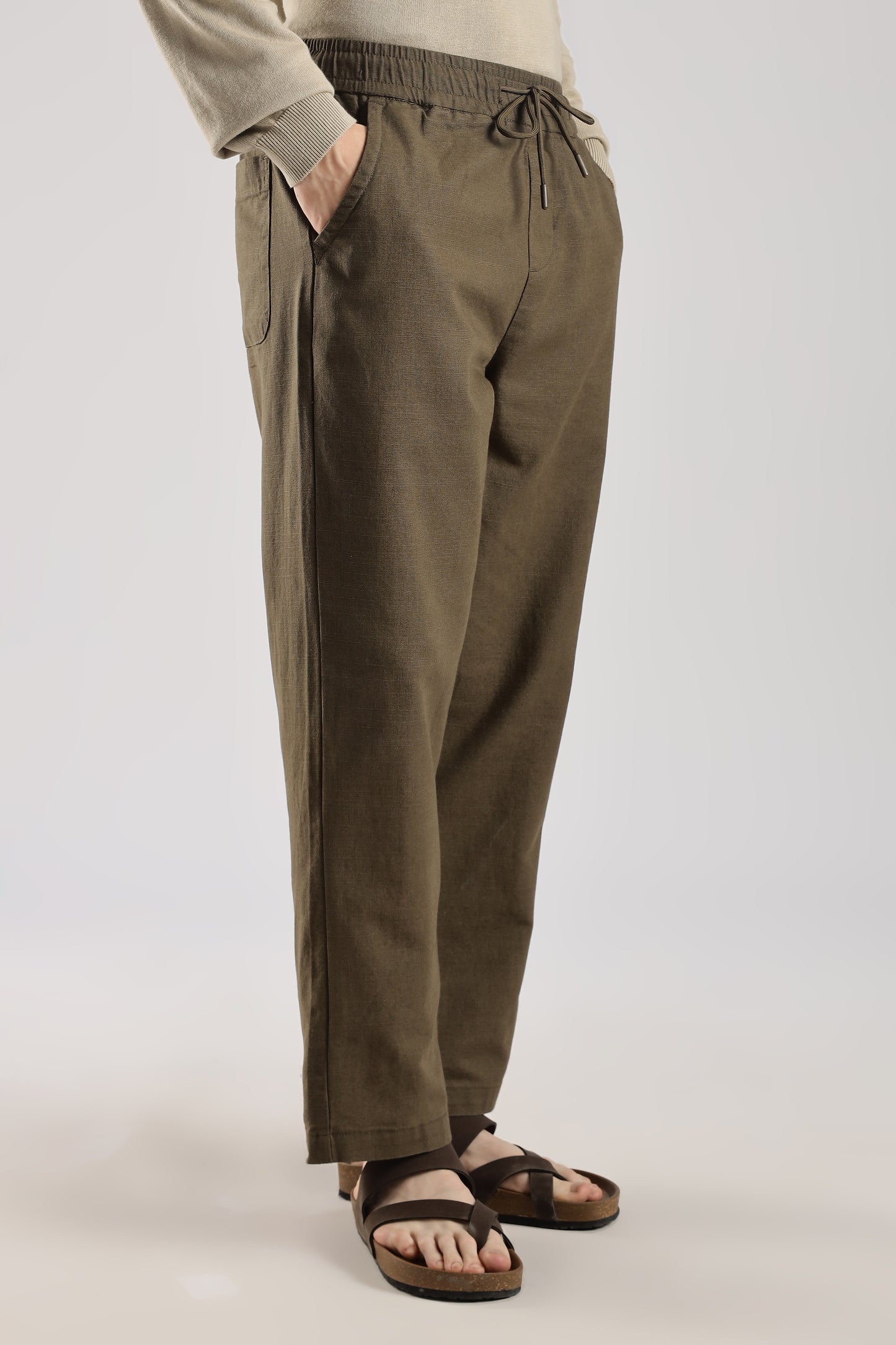 Linen Loose Fit Pant Coffee Brown