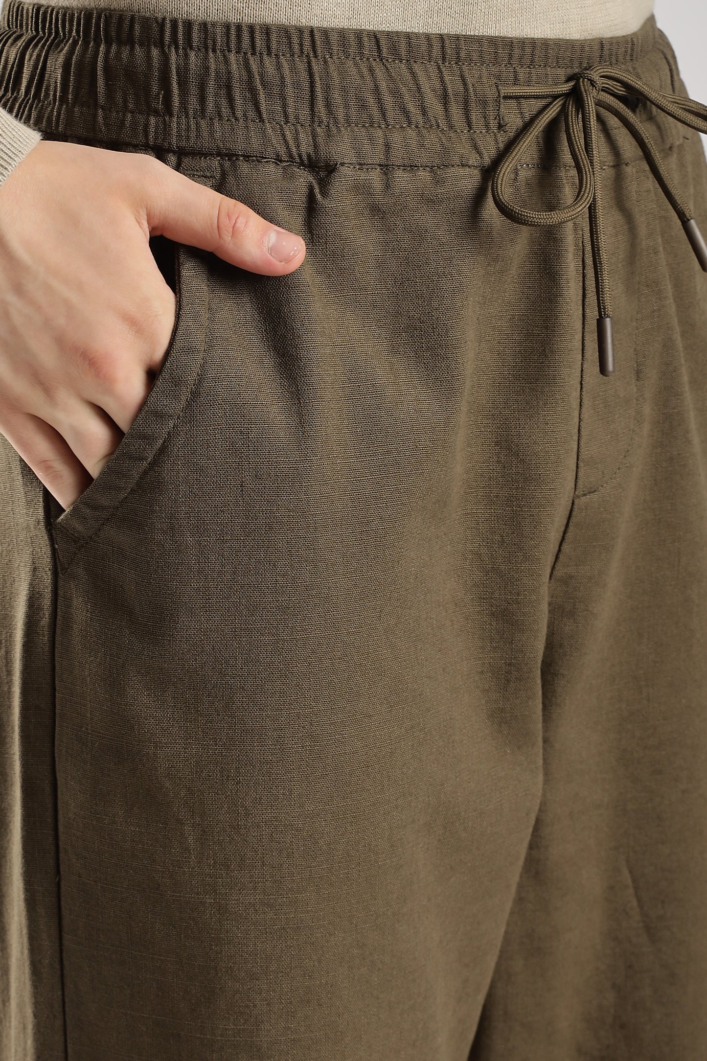Linen Loose Fit Pant Coffee Brown
