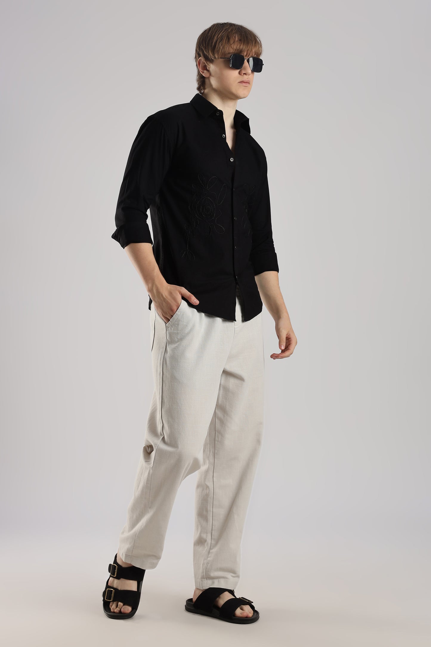 Linen Loose Fit Pant Light Grey