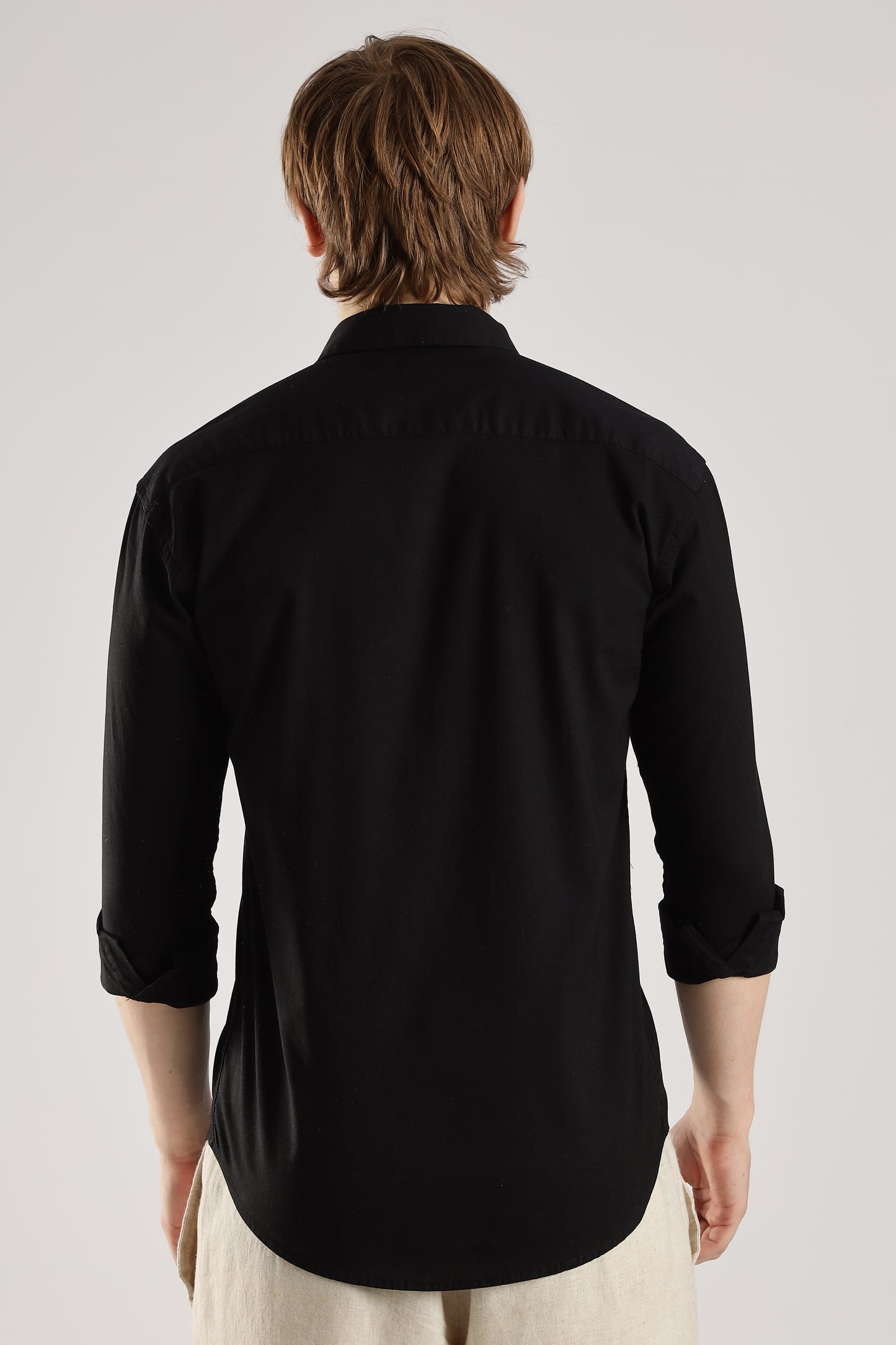 Black Floral Embroidered Shirt