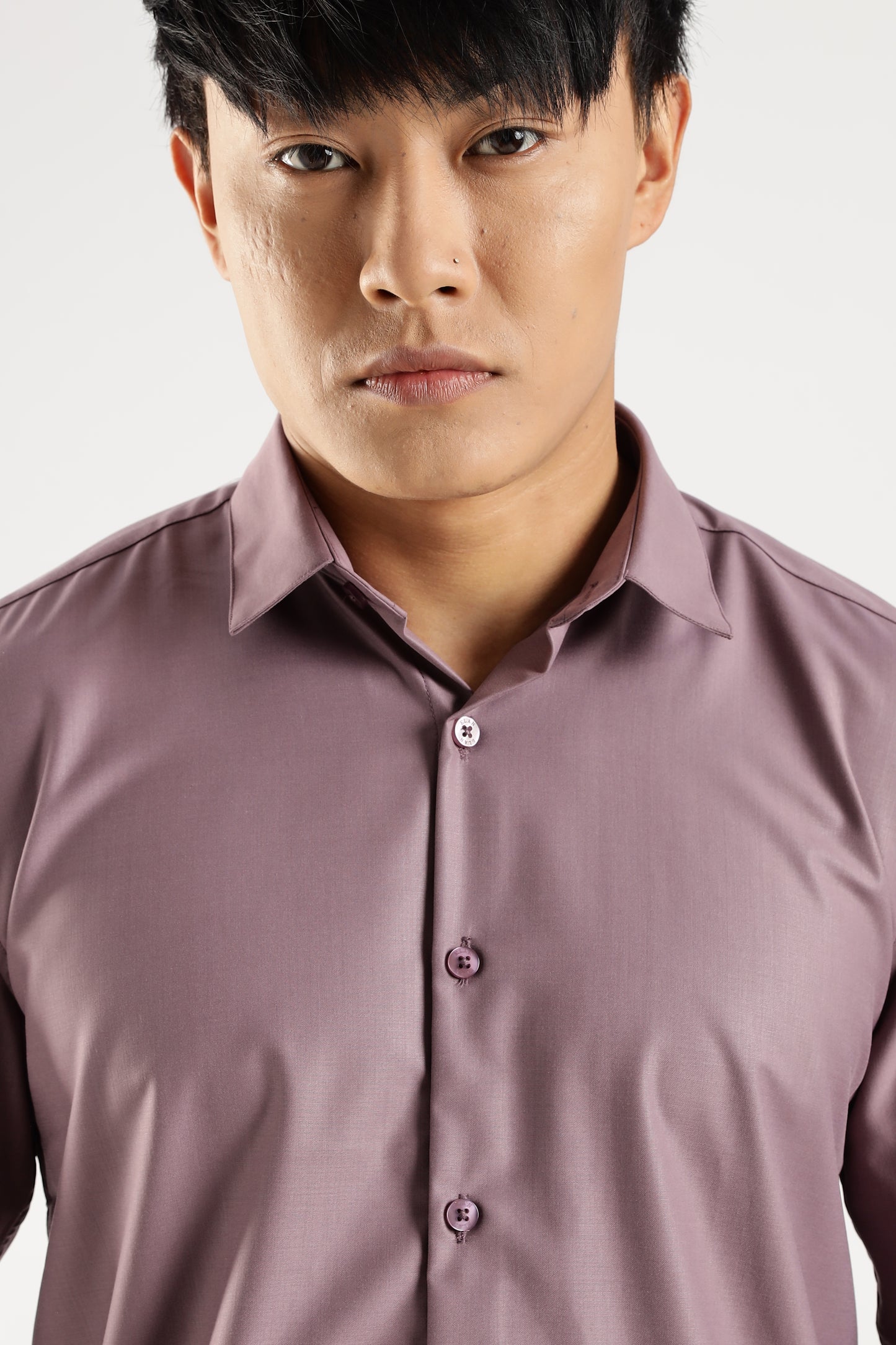 Plain Soft Plum Melange Wrinkle Free Shirt