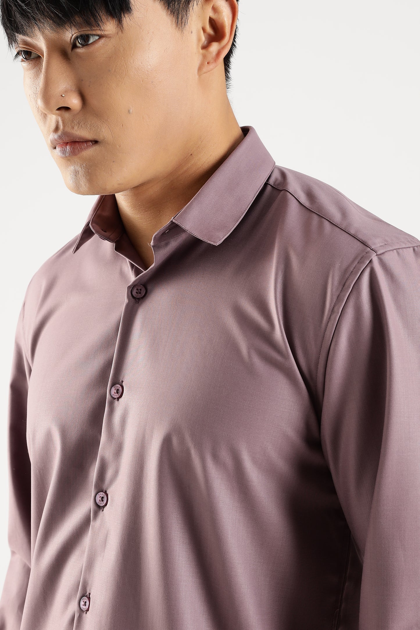 Plain Soft Plum Melange Wrinkle Free Shirt