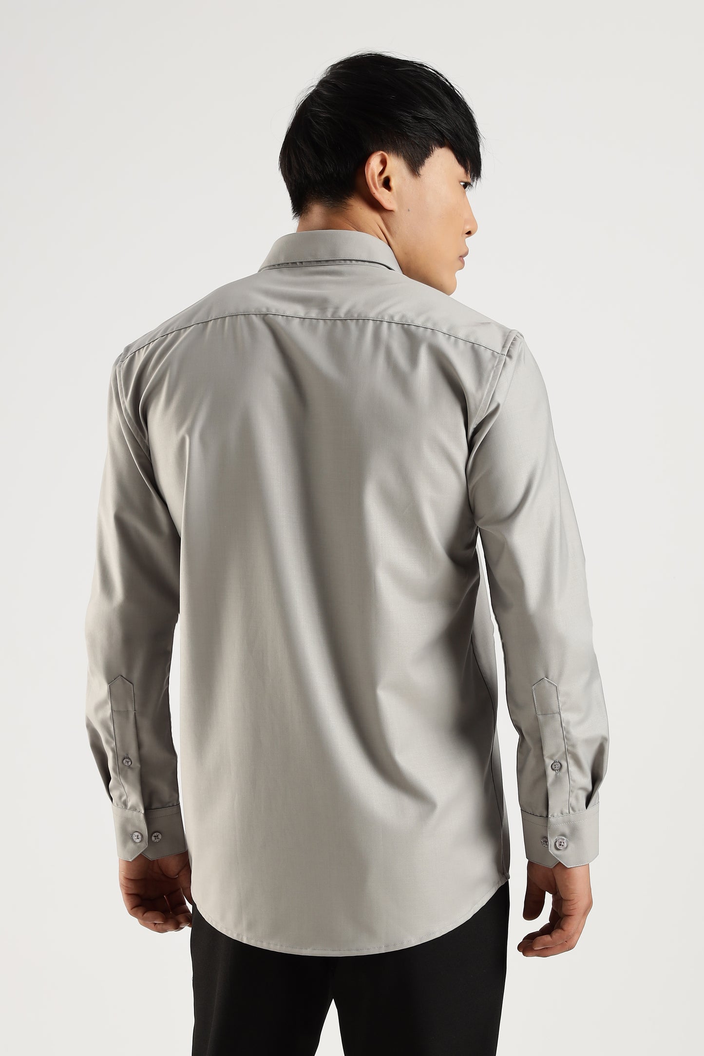 Plain Silver Mist Melange Wrinkle Free Shirt