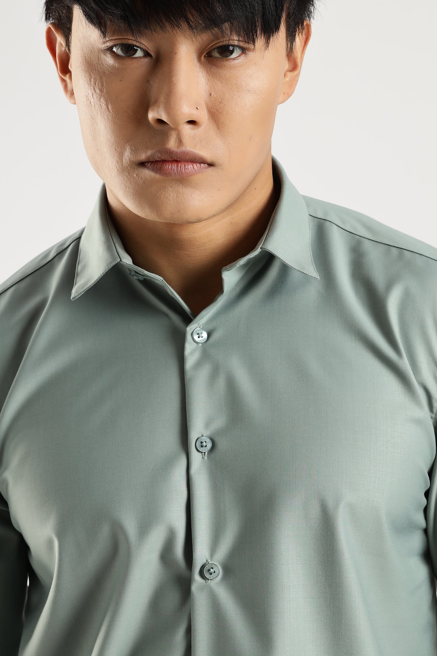 Plain Sage Frost Melange Wrinkle Free Shirt