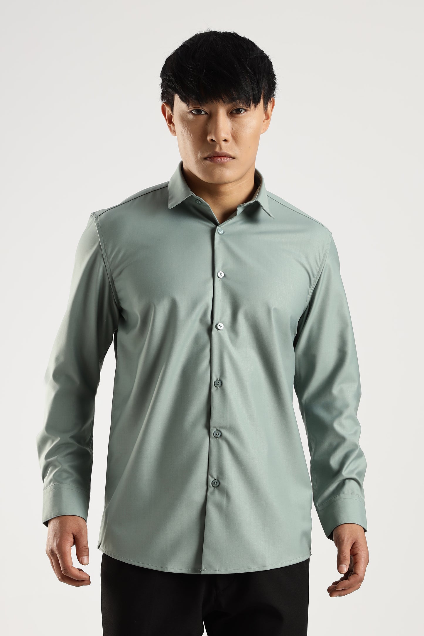 Plain Sage Frost Melange Wrinkle Free Shirt