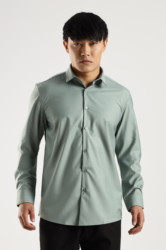 Plain Sage Frost Melange Wrinkle Free Shirt