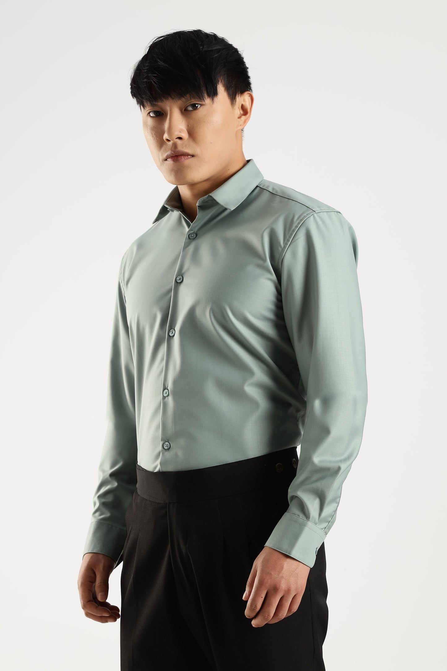 Plain Sage Frost Melange Wrinkle Free Shirt