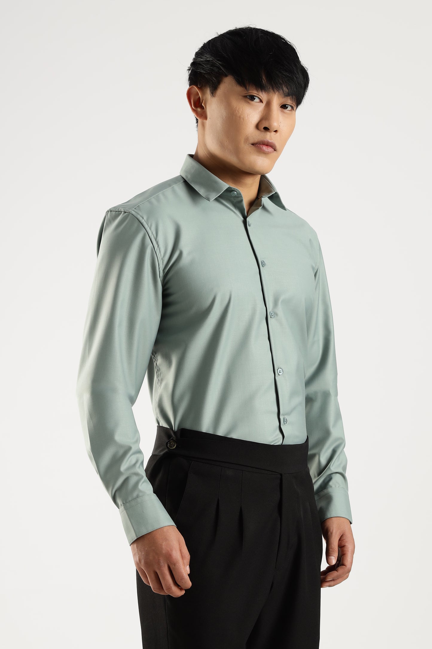 Plain Sage Frost Melange Wrinkle Free Shirt
