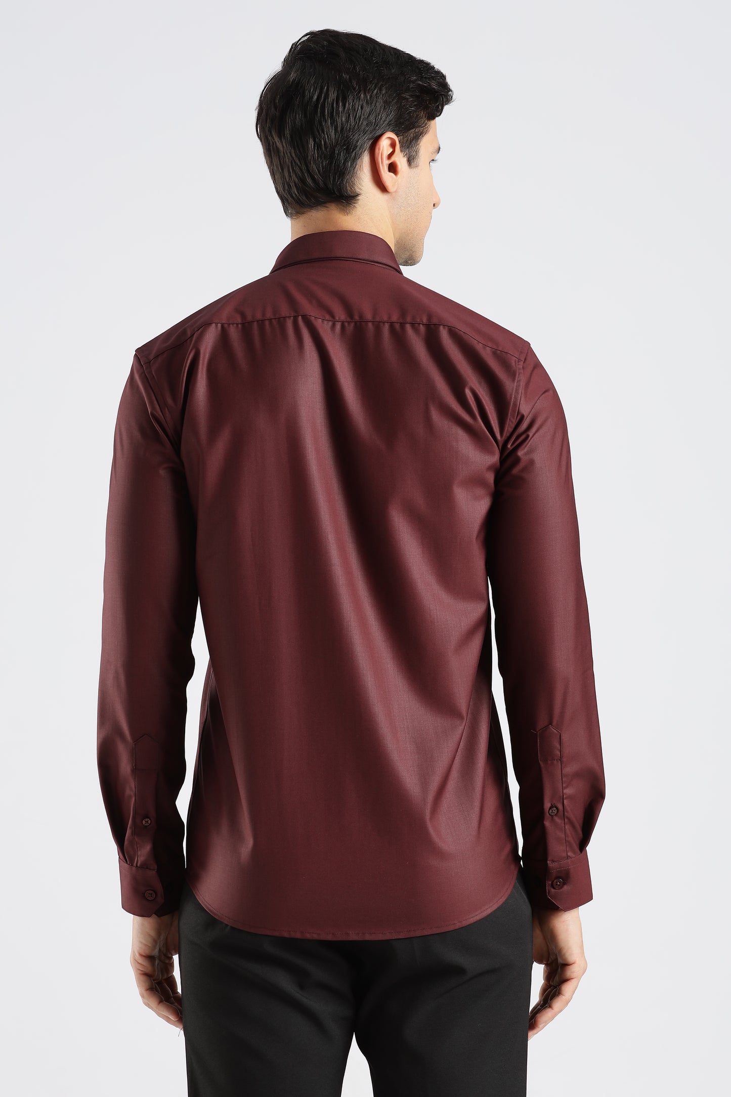 Plain Maroon Melange Wrinkle Free Shirt