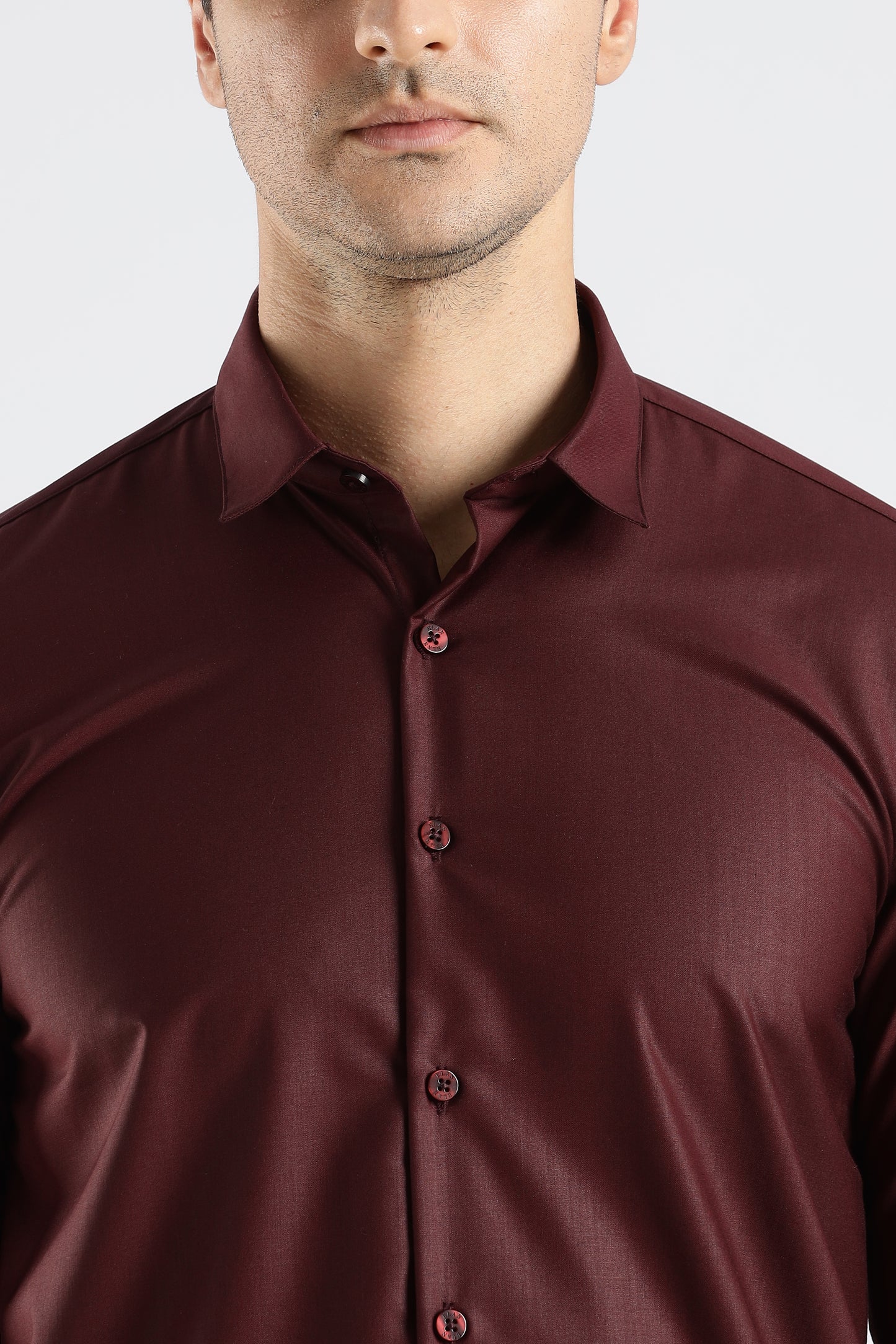 Plain Maroon Melange Wrinkle Free Shirt