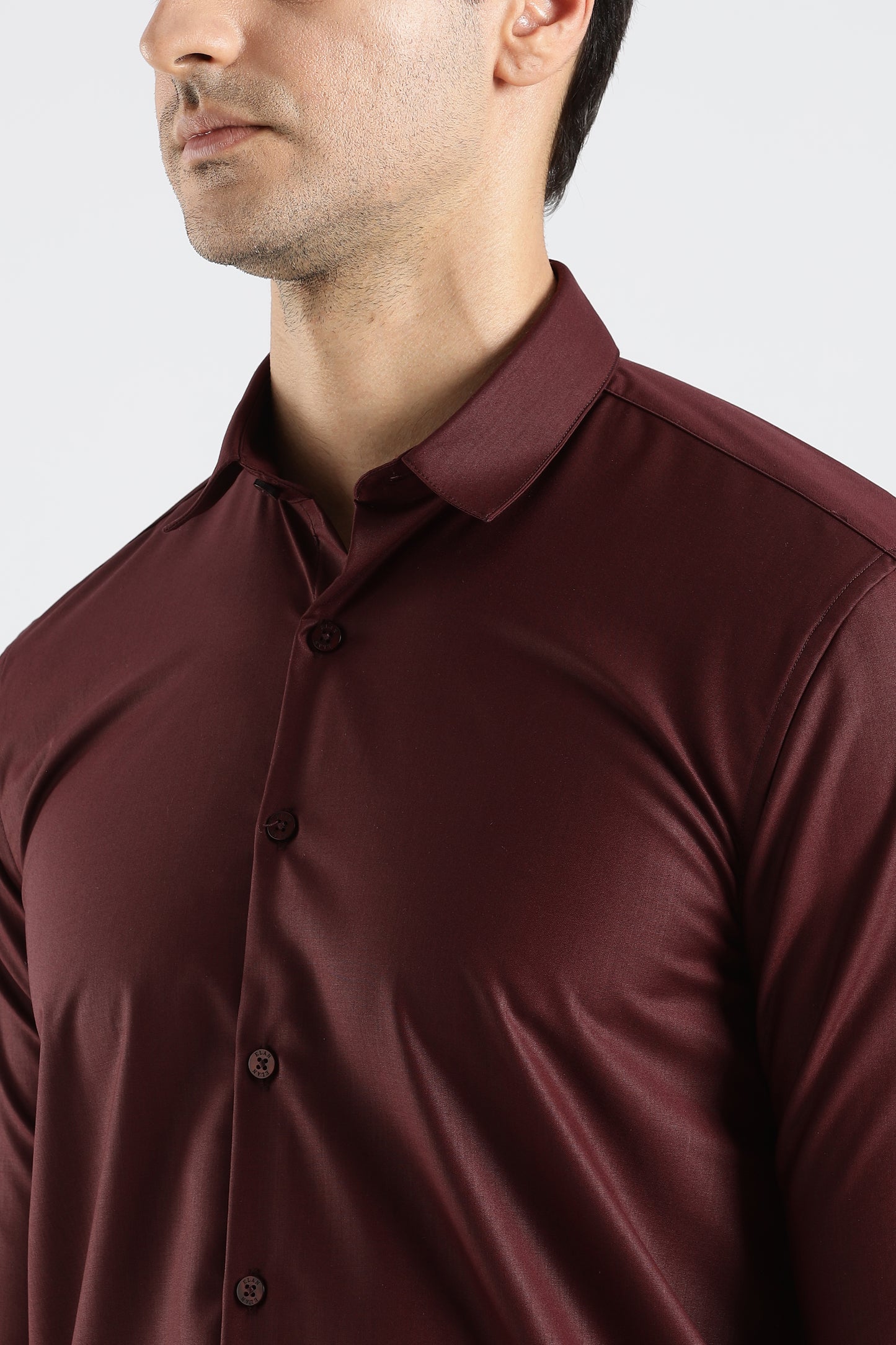 Plain Maroon Melange Wrinkle Free Shirt