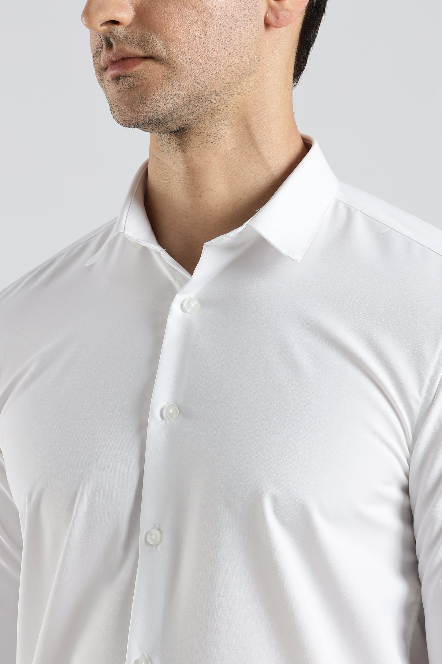 Plain White Melange Wrinkle Free Shirt
