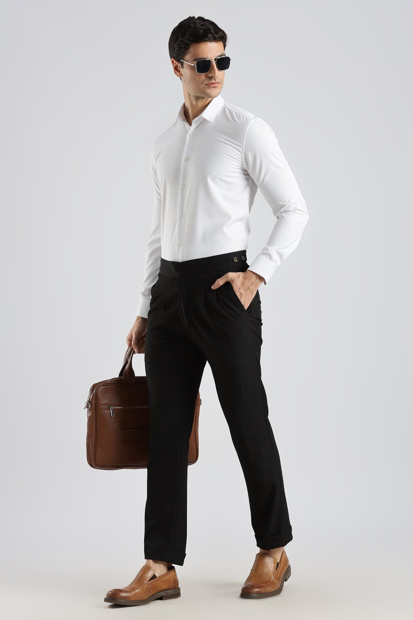 Plain White Melange Wrinkle Free Shirt