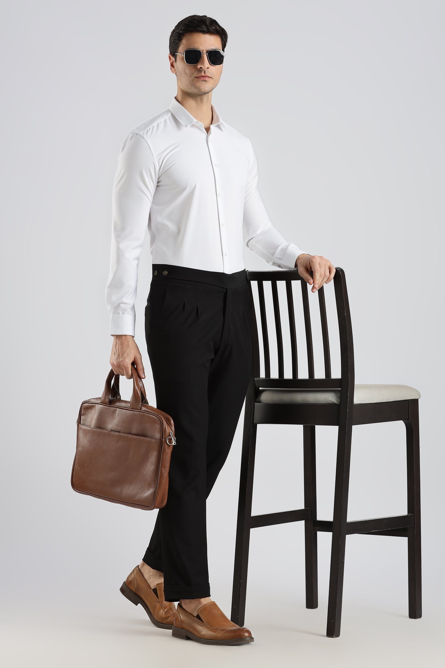 Plain White Melange Wrinkle Free Shirt