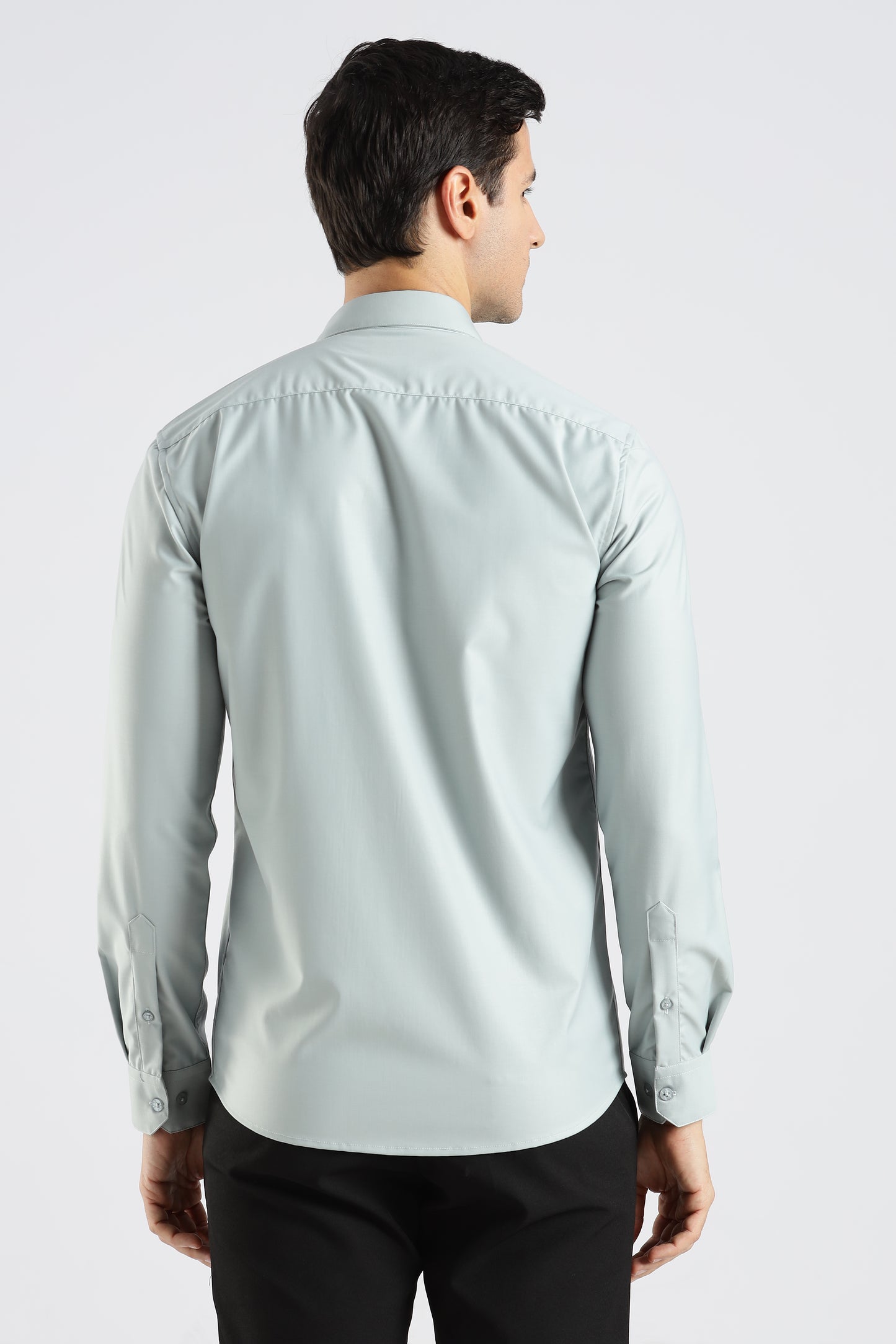 Plain Ice Blue Melange Wrinkle Free Shirt
