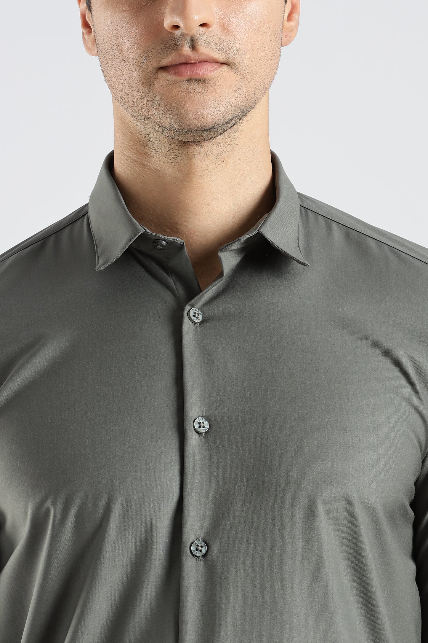 Plain Steel Grey Melange Wrinkle Free Shirt