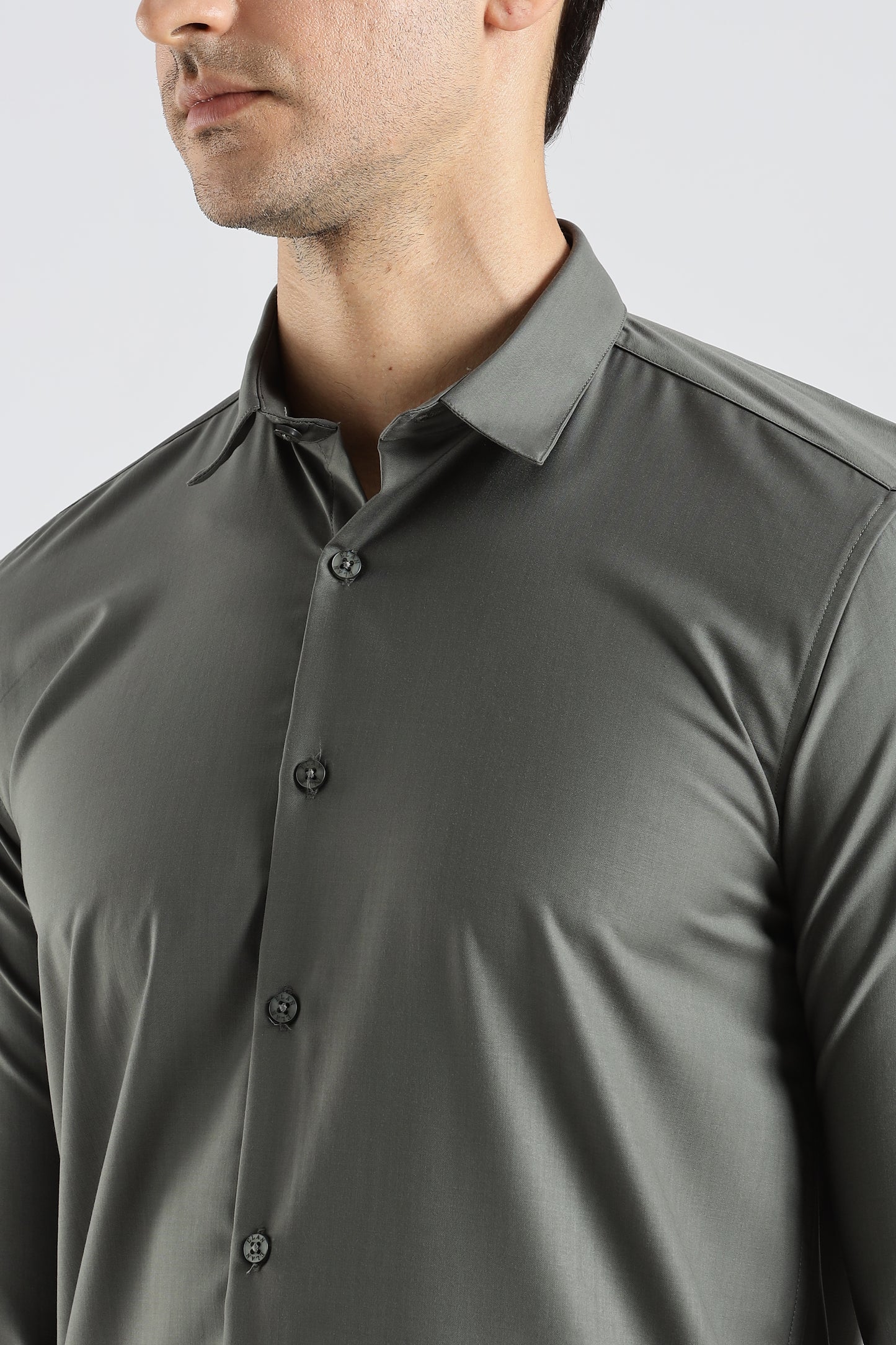 Plain Steel Grey Melange Wrinkle Free Shirt