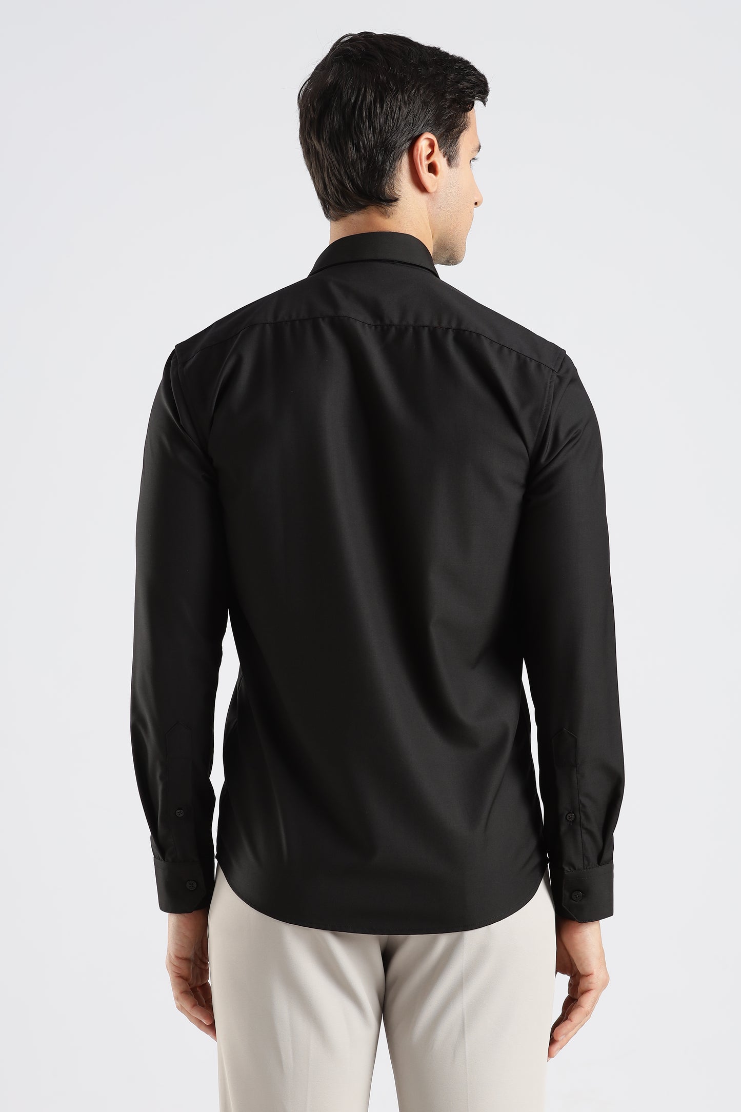 Plain Black Melange Wrinkle Free Shirt